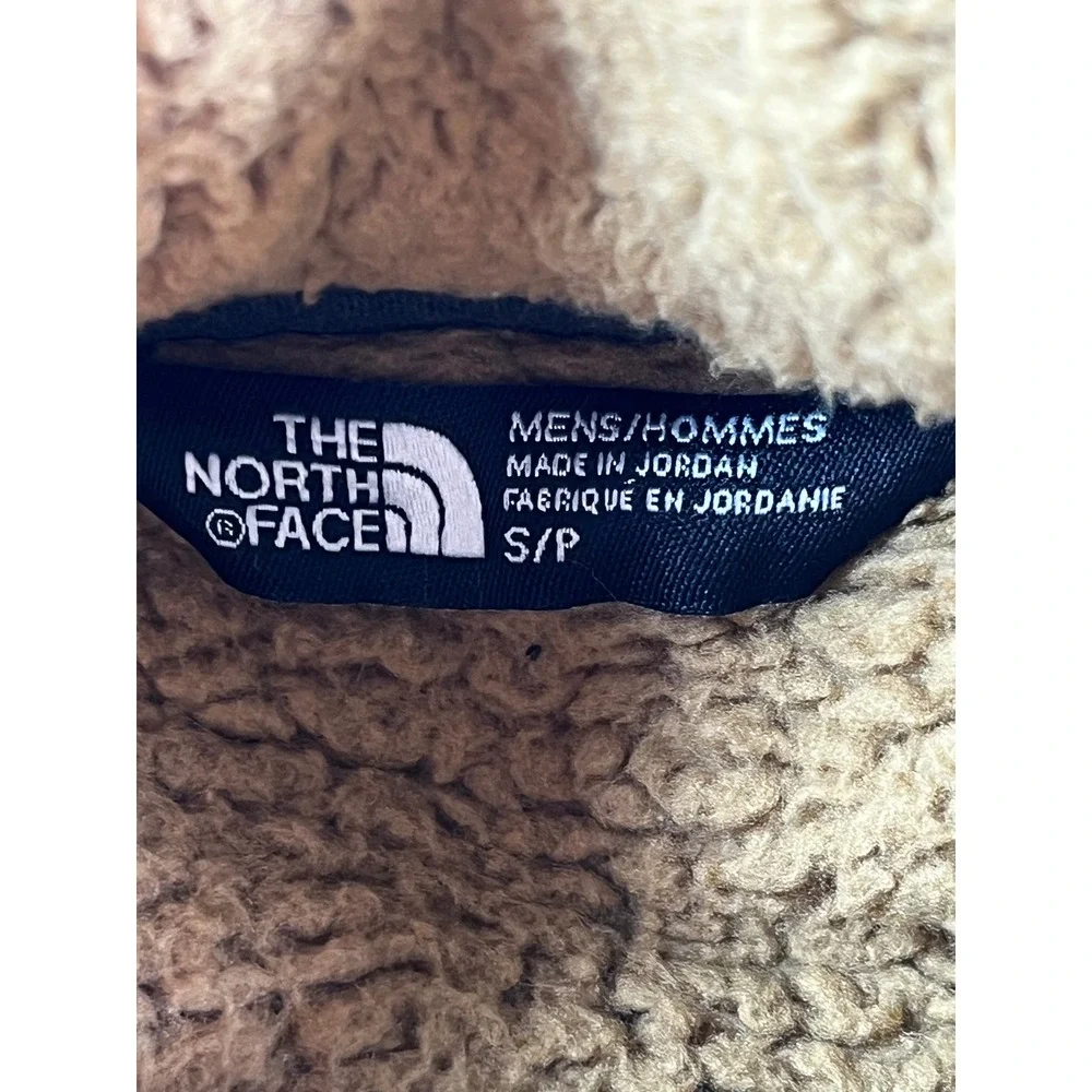 The North Face Dunraven Sherpa Fleece‎ Quarter Zip Pullover Tan Navy Mens Small
